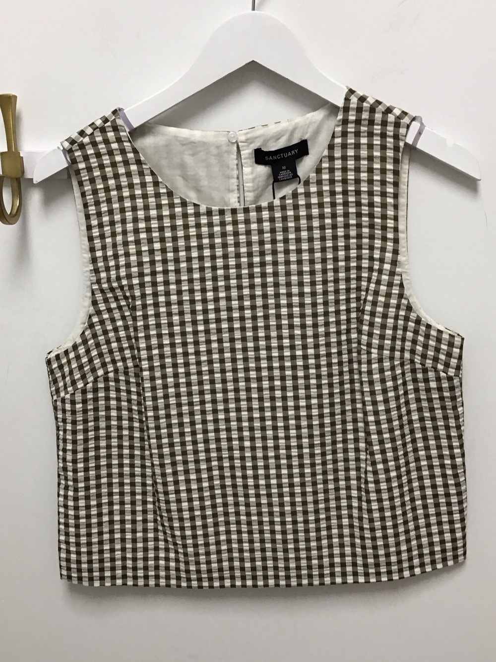Sanctuary Brown Gingham Boxy Crop Top